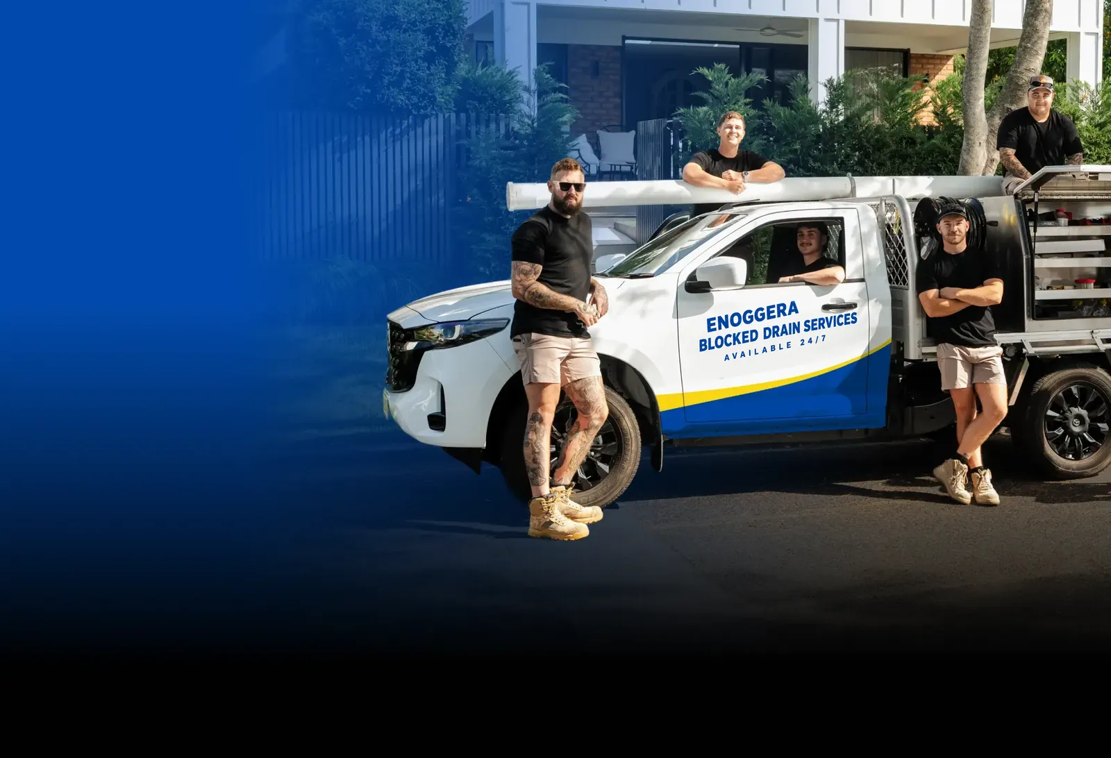 Enoggera Blocked Drain Services team with the ute